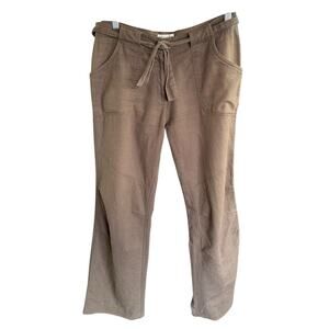 Terranova Pants Women's M Brown Belted Linen blend Straight Midrise Fishingcore